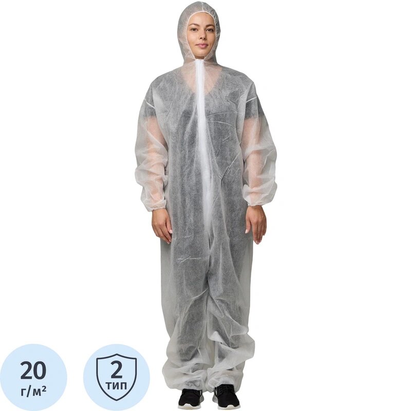 Комбинезон одноразовый Каспер белый 20 г/м2 р. L кп
