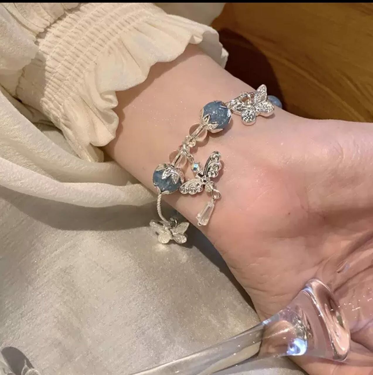 Браслет, размер 15 см, голубой — фото 1