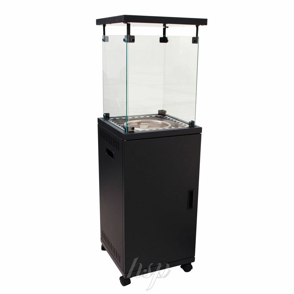 Обогреватель инфракрасный газовый уличный  13 кВт для террас кафе беседок на пропане защита от ветра черный