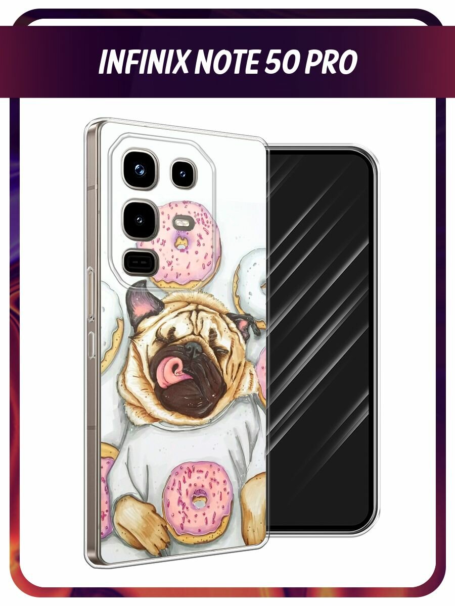 Чехол на Infinix Note 50 Pro / Инфиникс Нот 50 Про с принтом "Счастливый мопс"
