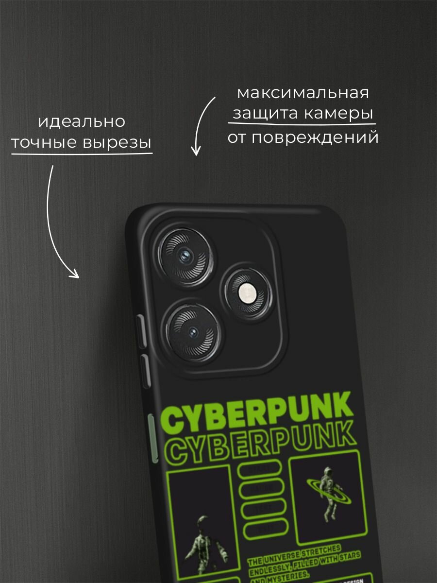 Черный матовый чехол на Tecno Spark 10/10C / Техно Спарк 10/10С с принтом "Cyberpunk" — фото 1
