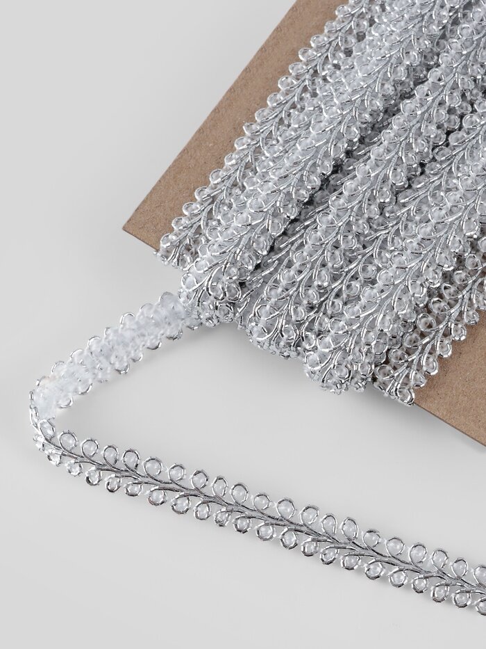 Тесьма декоративная «Шанель» 8 мм 10±1 м цвет серебряный