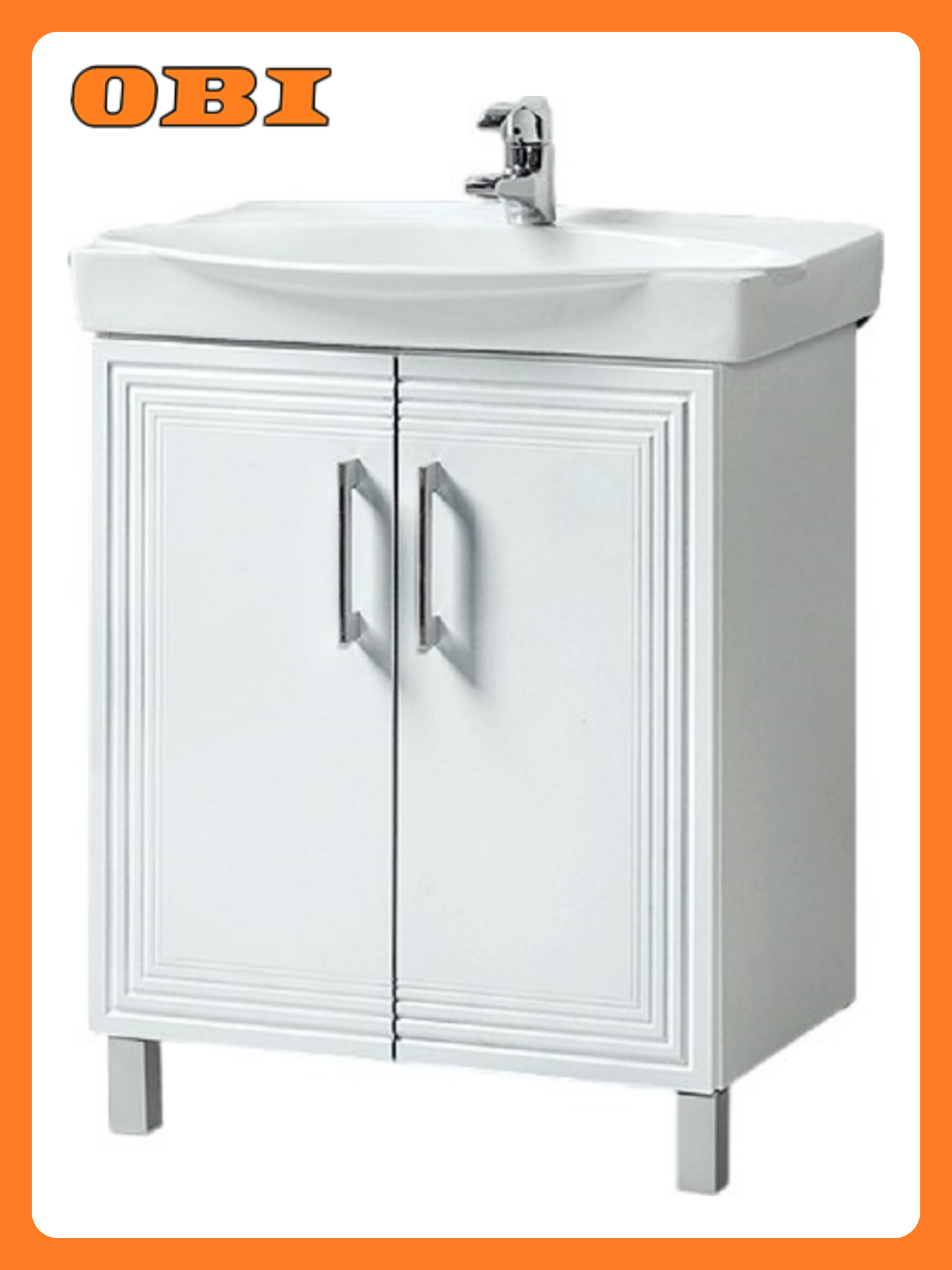 Тумба для ванной  Акваль Манго 65   белая  напольная  распашные двери  61x40 5x78 см