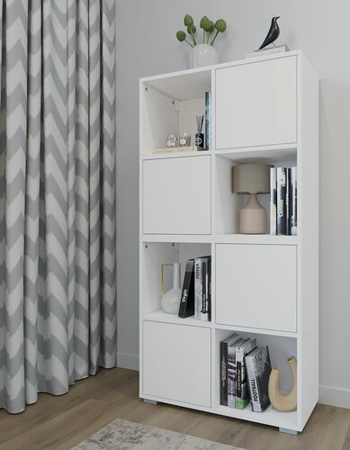 Изображение товара Стеллаж с дверками ЛДСП, для детской, гостиной, прихожей, 71х35,5х71 см, белый
