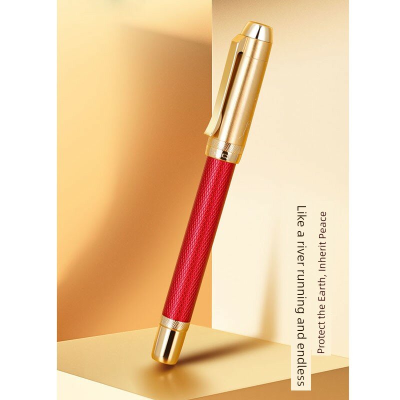 Перьевая ручка Jinhao с имперской красной чернью, перо Medium (0.8 мм), прозрачная подарочная коробка с 30 чернильными