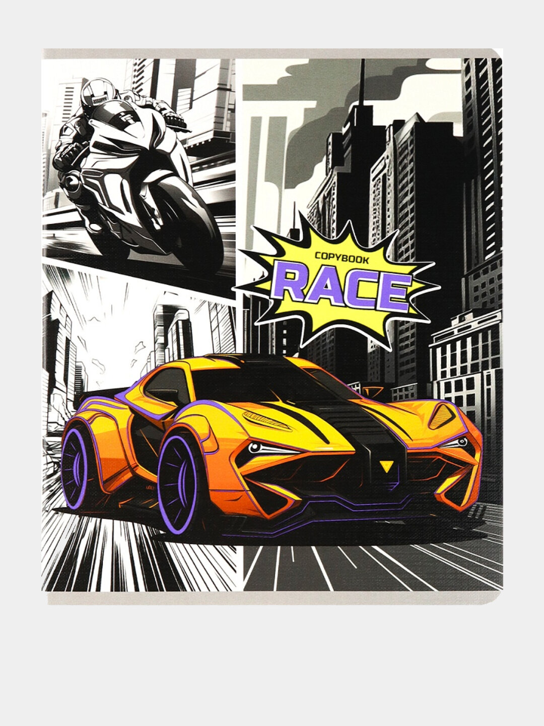 Тетрадь А5, 48л, клетка, авто в стиле комиксов, 5 шт — фото 1