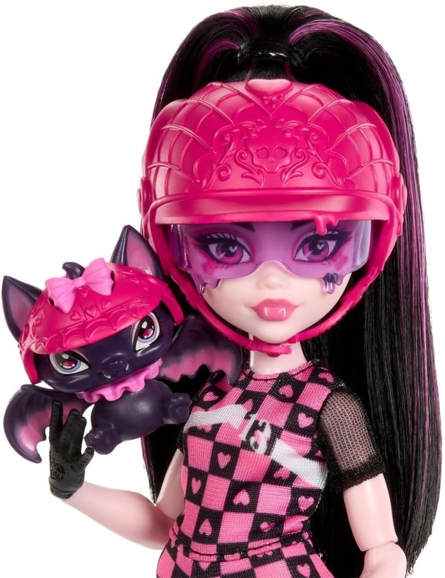 Кукла Monster High "Дракулаура", шарнирная, со скутером, розовая, черная — фото 1