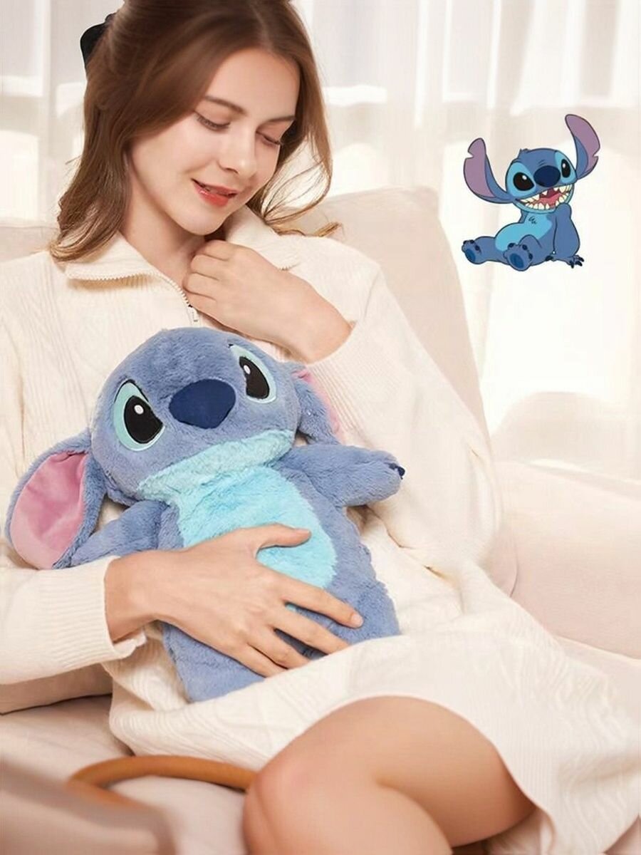 Грелка резиновая, 30СМ , Холодного, Горячего компресса, синяя, Дисней, Disney, Стич