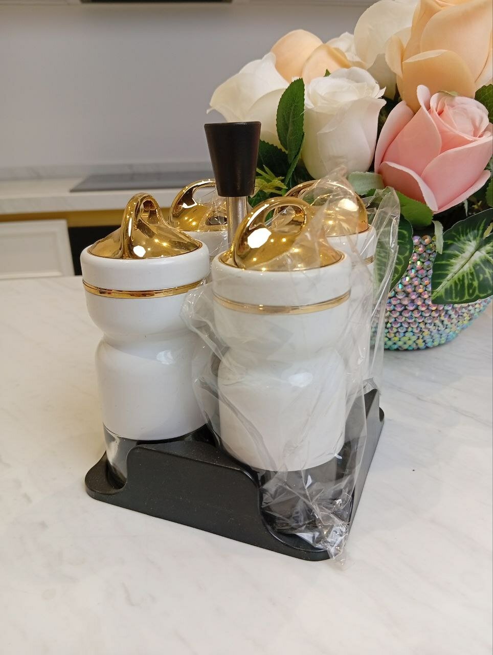 Контейнер для специй, солонка, белого цвета набор 4 шт, красивый модель