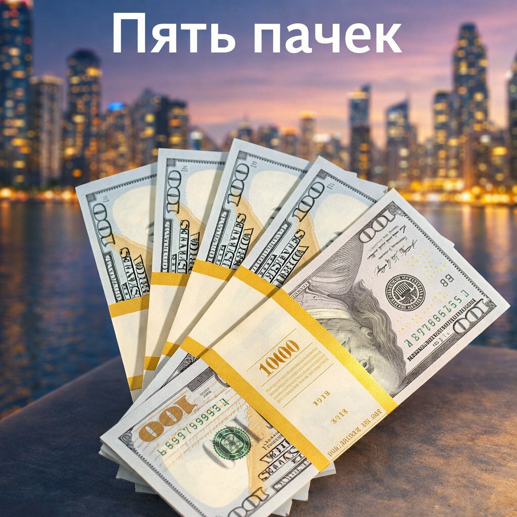 Набор 5 пачек купюр 100 долларов