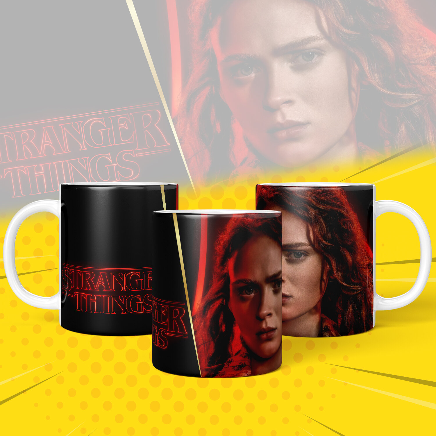 Кружка, "Очень Странные Дела", персонажи сериала "Strenger Things" яркий принт 330 мл, 1 шт