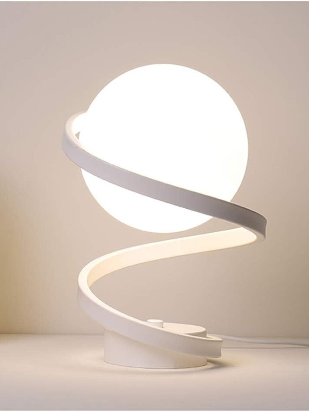 Декоративная настольная лампа, светодиодный спиральный светильник для спальни и рабочего стола - Белый