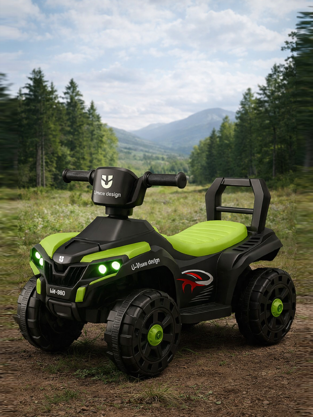 Электромобиль, квадроцикл детский на аккумуляторе, машина для детей зеленый