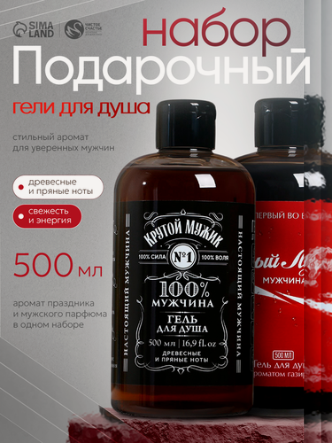 Изображение товара Подарочный набор Чистое Счастье "Крутой Мужик", гель для душа мужской, 500мл, 2шт.