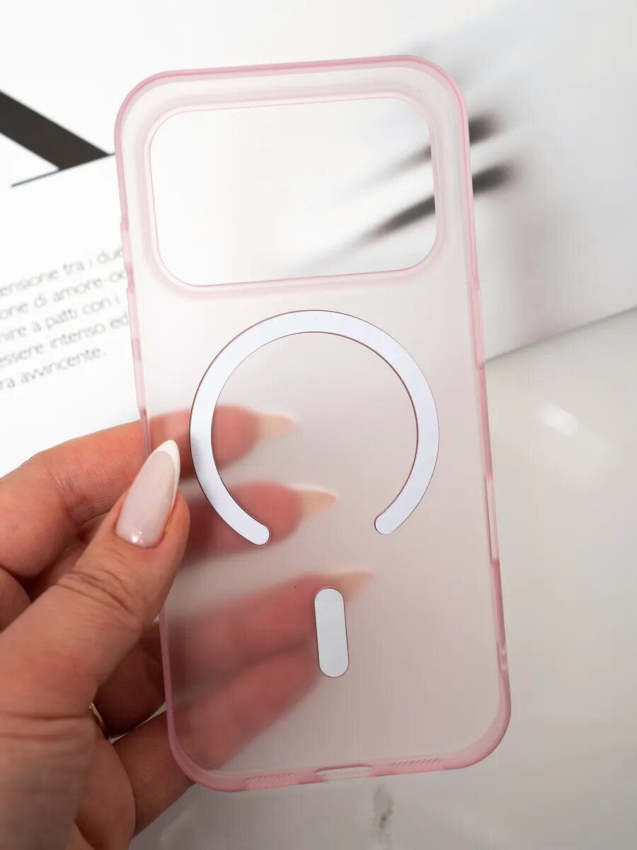 Чехол О'Кейси, для iPhone 17 Pro, матовый, MagSafe, защитный, розовый, бесцветный — фото 1