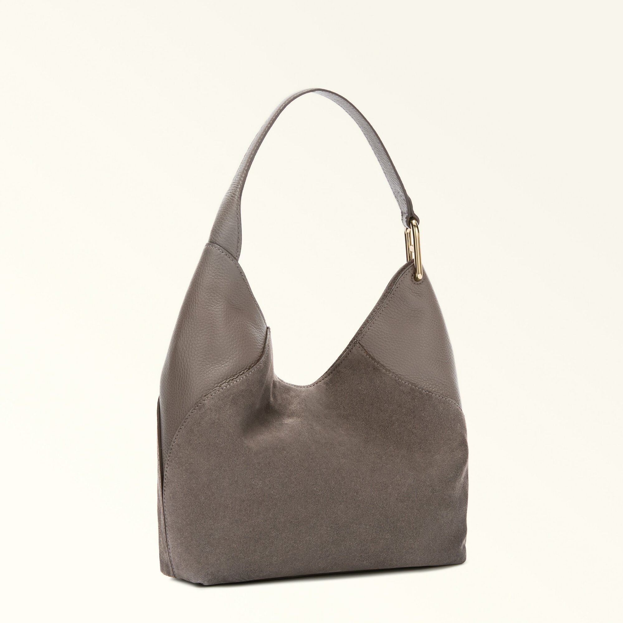 Сумка хобо FURLA FURLA LARA M HOBO, фактура зернистая, бархатистая, коричневый — фото 1