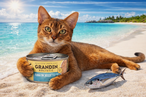 Изображение товара Grandin Holistic Влажный корм (консервы) для взрослых кошек, тунец в желе, 80 гр, 10 шт