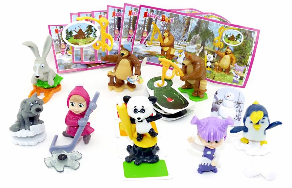 Киндер игрушки маша и медведь 5шт