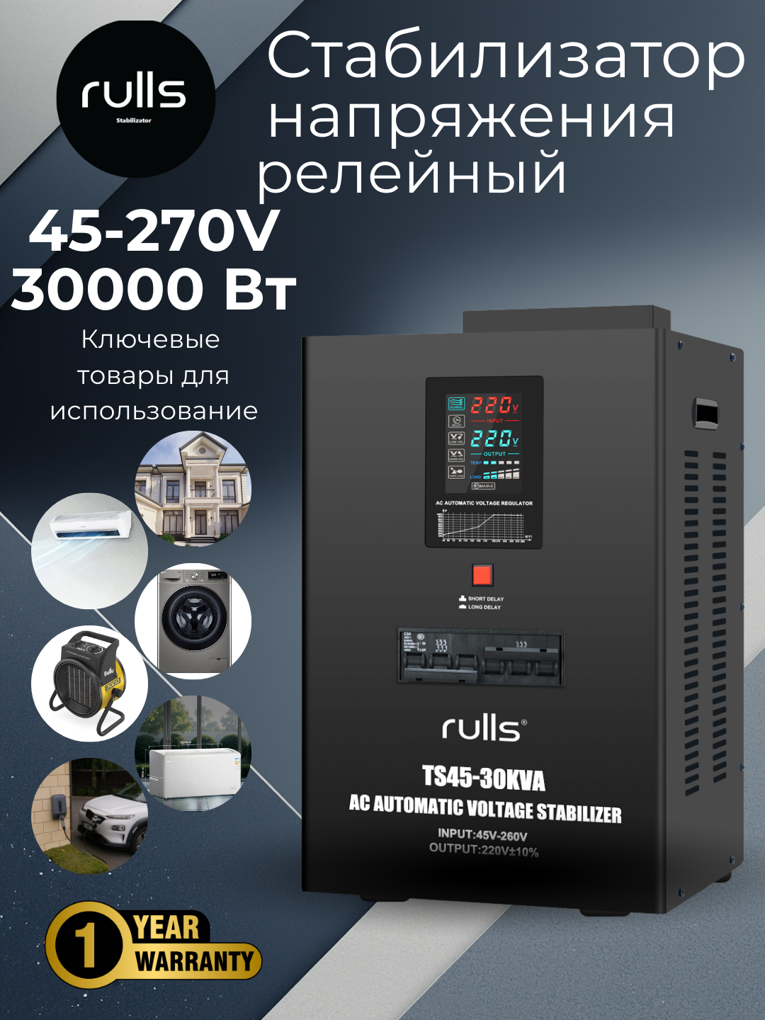 Стабилизатор напряжения Rulls TS45-30KVA 45-270 V 1 год гарантия