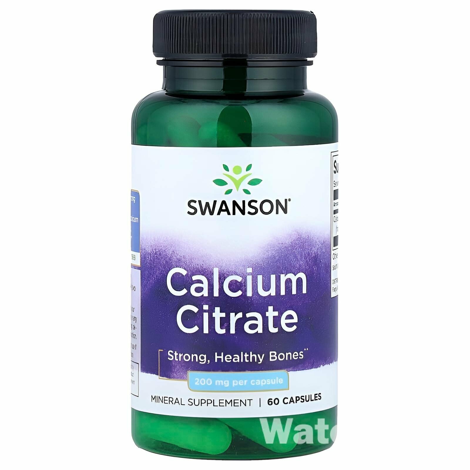 Calcium Citrate 200 мг Swanson, 60 капсул — для костей и зубов