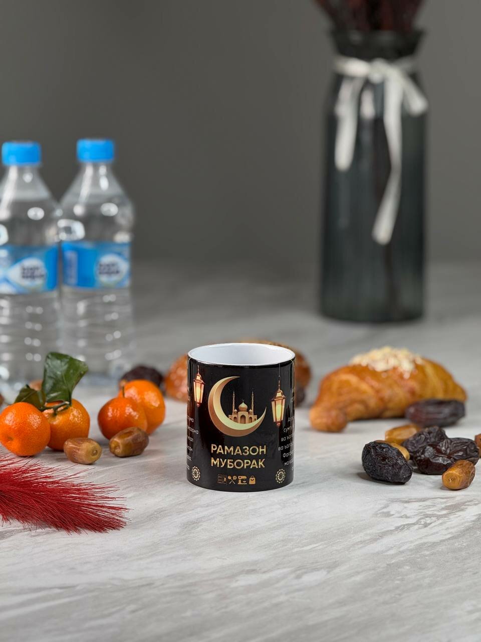 Кружка, для подарка, для офиса, для кухни, кофе и чая, красная, 350мл, с пожеланием Рамадана