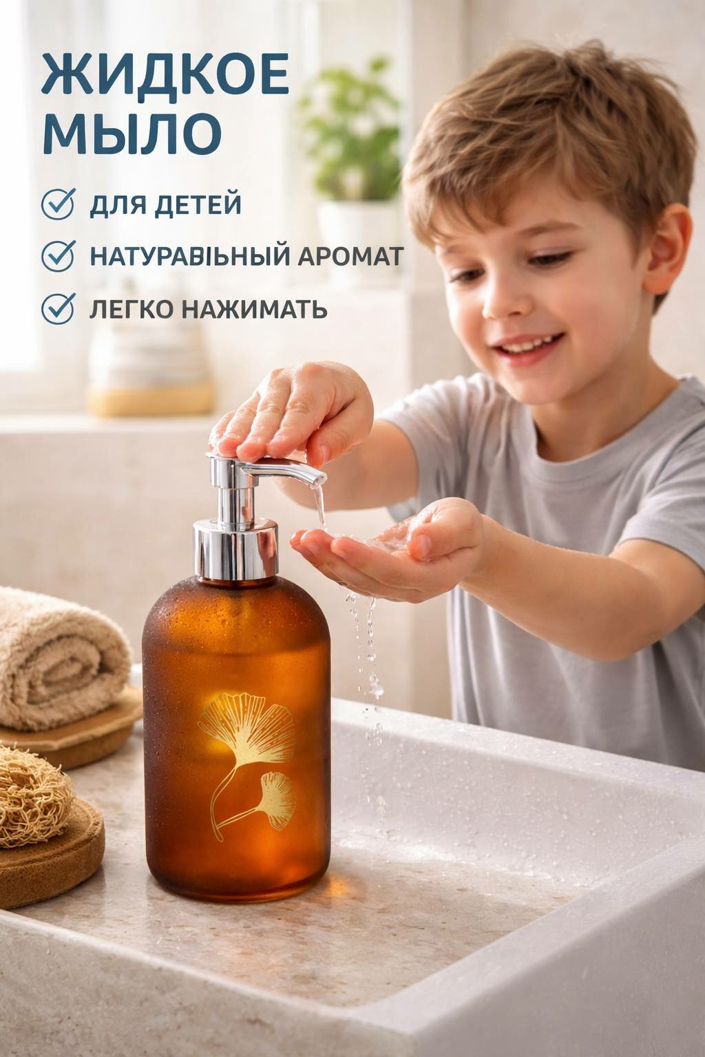 Дозатор для мыла и антисептика, стеклянный, многоразовый, 400мл