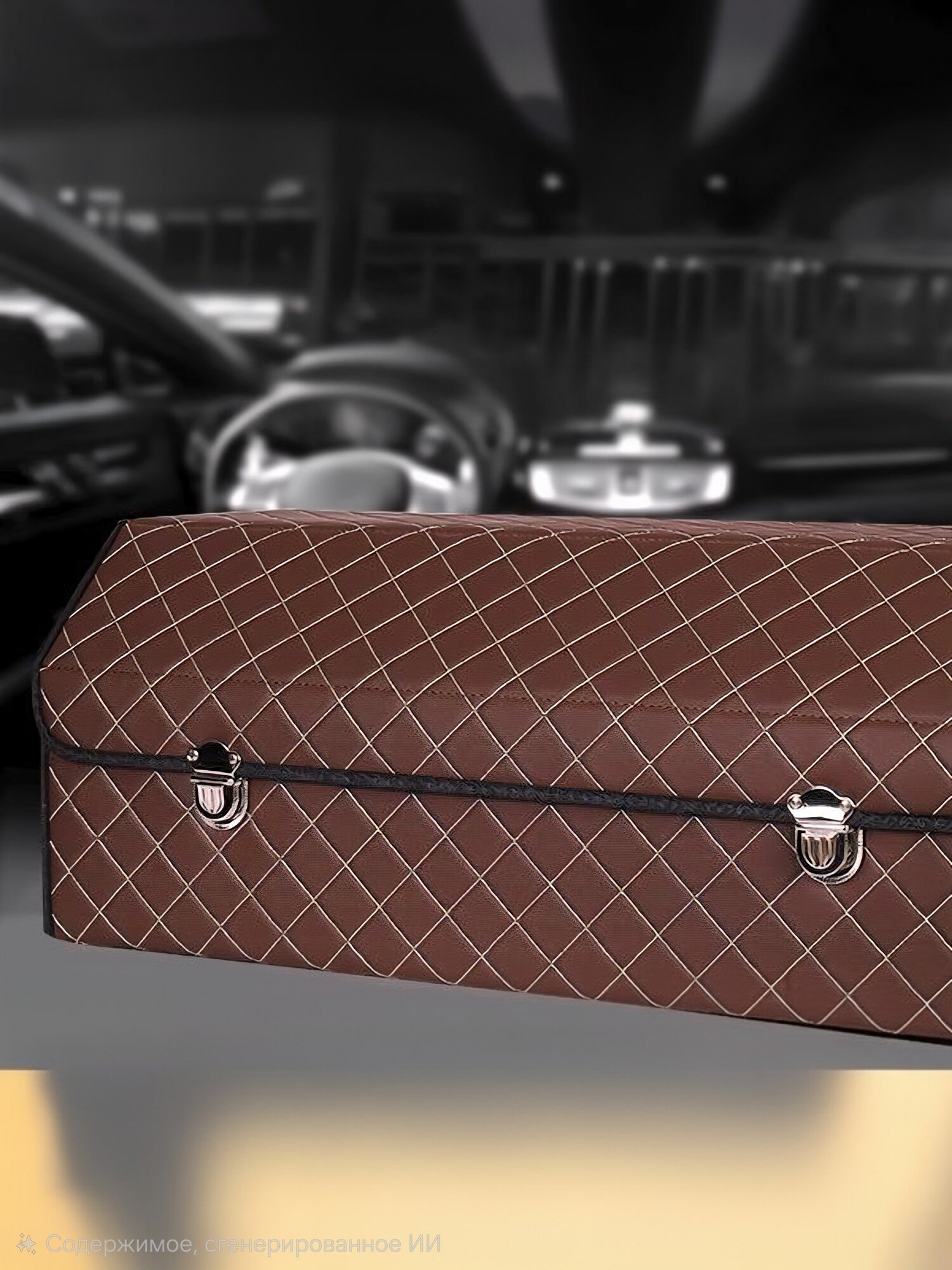 Органайзер для багажника автомобиля, складной, коричневый, 38 см х 32 см х 30 см, вешалка в подарок