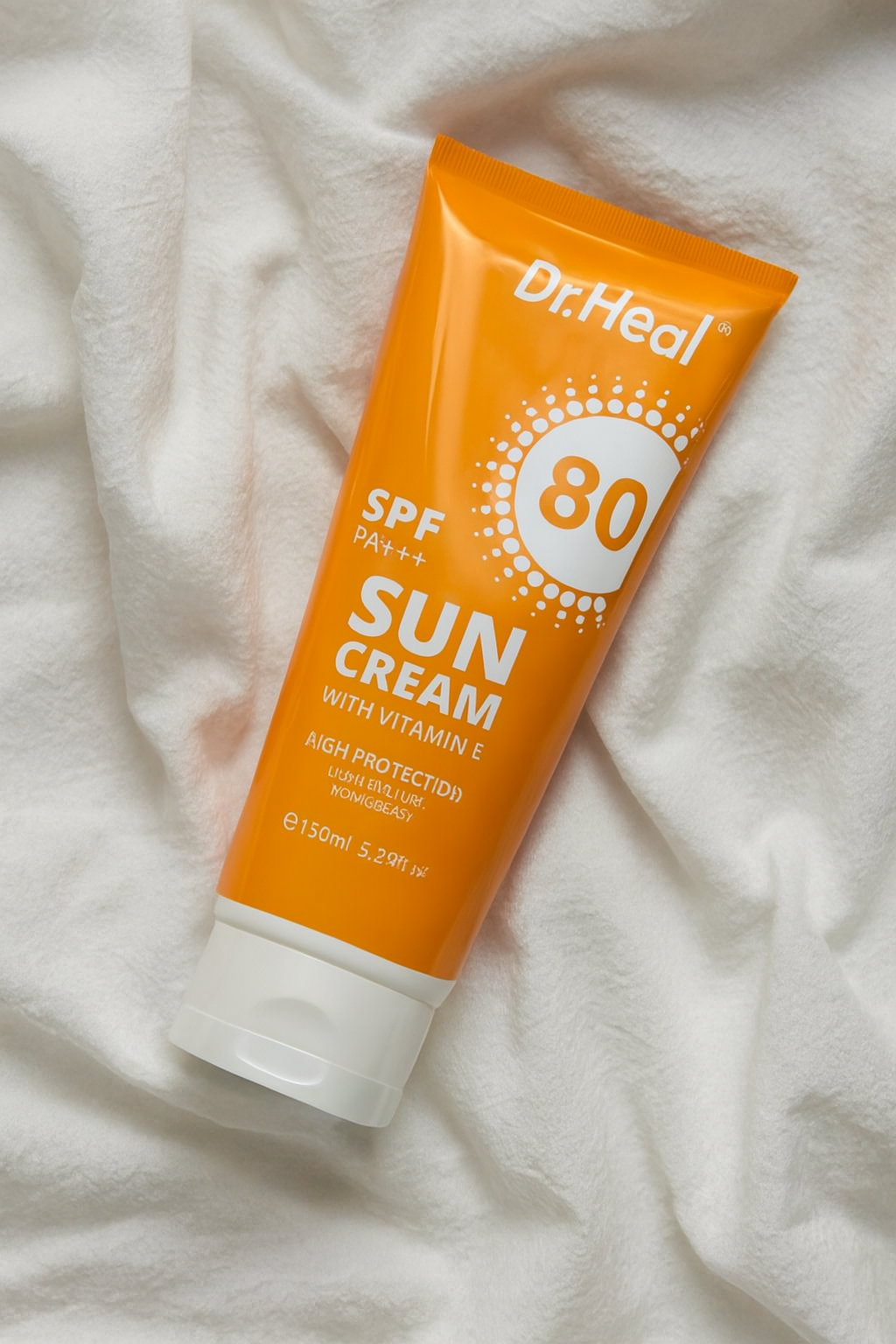 Солнцезащитный крем Dr. Heal Sun Cream SPF 80 PA+++, витамин E, кокосовое масло, 150 мл