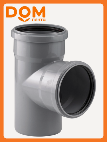 Изображение товара Тройник ВК Политрон RTP, полипропилен, раструбный, 110мм, 235мм, серый