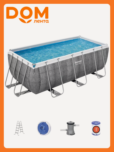 Изображение товара Бассейн каркасный прямоугольный Bestway Power Steel, 412х201х122 см, темно-серый