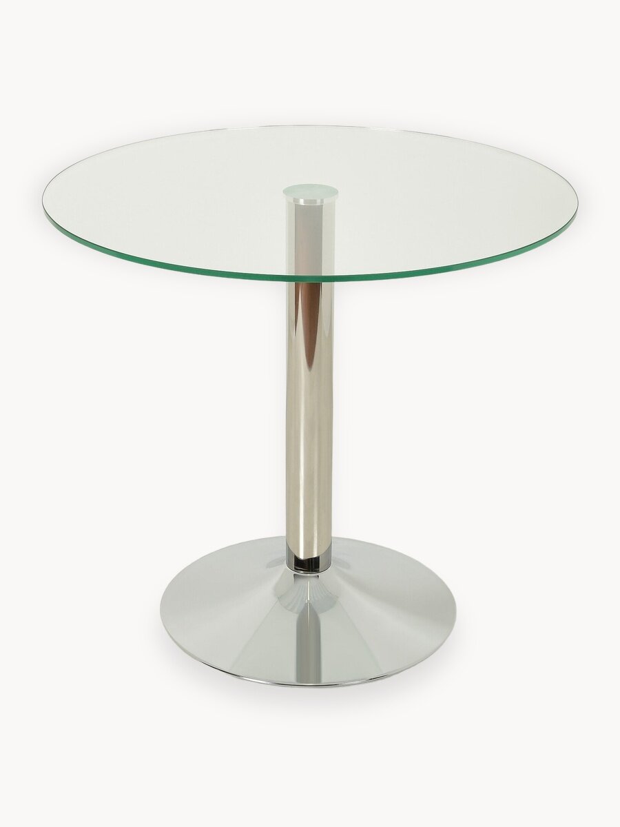 Стеклянный стол Троя-18 прозрачный/хром D60