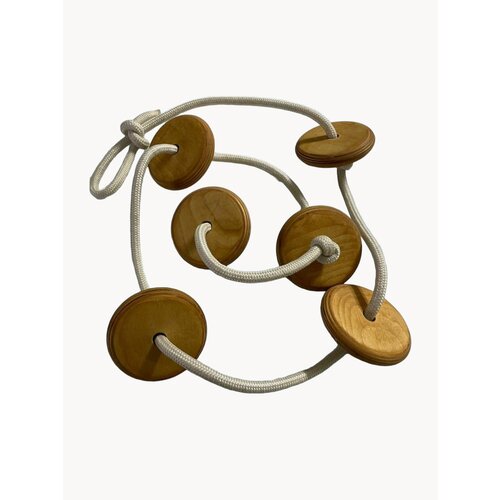 Канат детский спортивный тренировочный с деревянными уступами, лиана