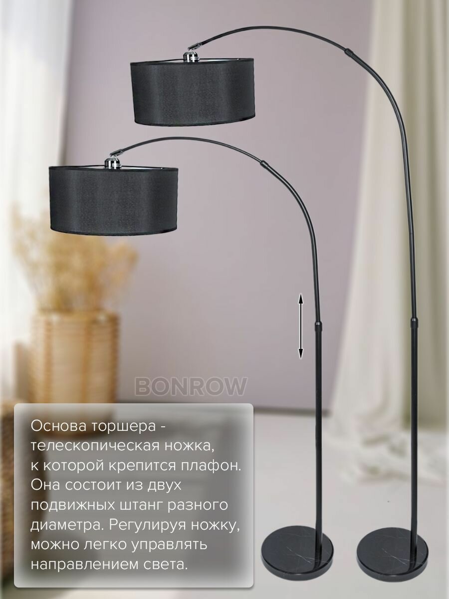 Напольные Лампы И Торшеры Xiaomi Торшер напольный BONROW на мраморном основании, Лампа для чтения, Светильник напольный с абажуром, цоколь E27