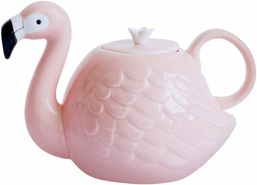 Flamingo Teapot - Роскошный розовый фламинго Микроволновая и посудомоечная безопасность Элегантный дизайн для дома/офиса (Розовый)