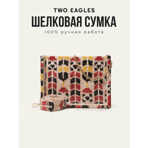 фото Сумка кросс-боди two eagles, фактура бархатистая, бордовый, мультиколор, желтый, черный, бежевый