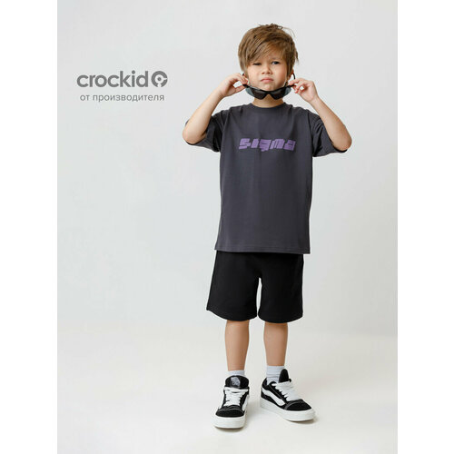 фото Футболка crockid мп 302889/антрацитовый 3902, размер 56/104, серый