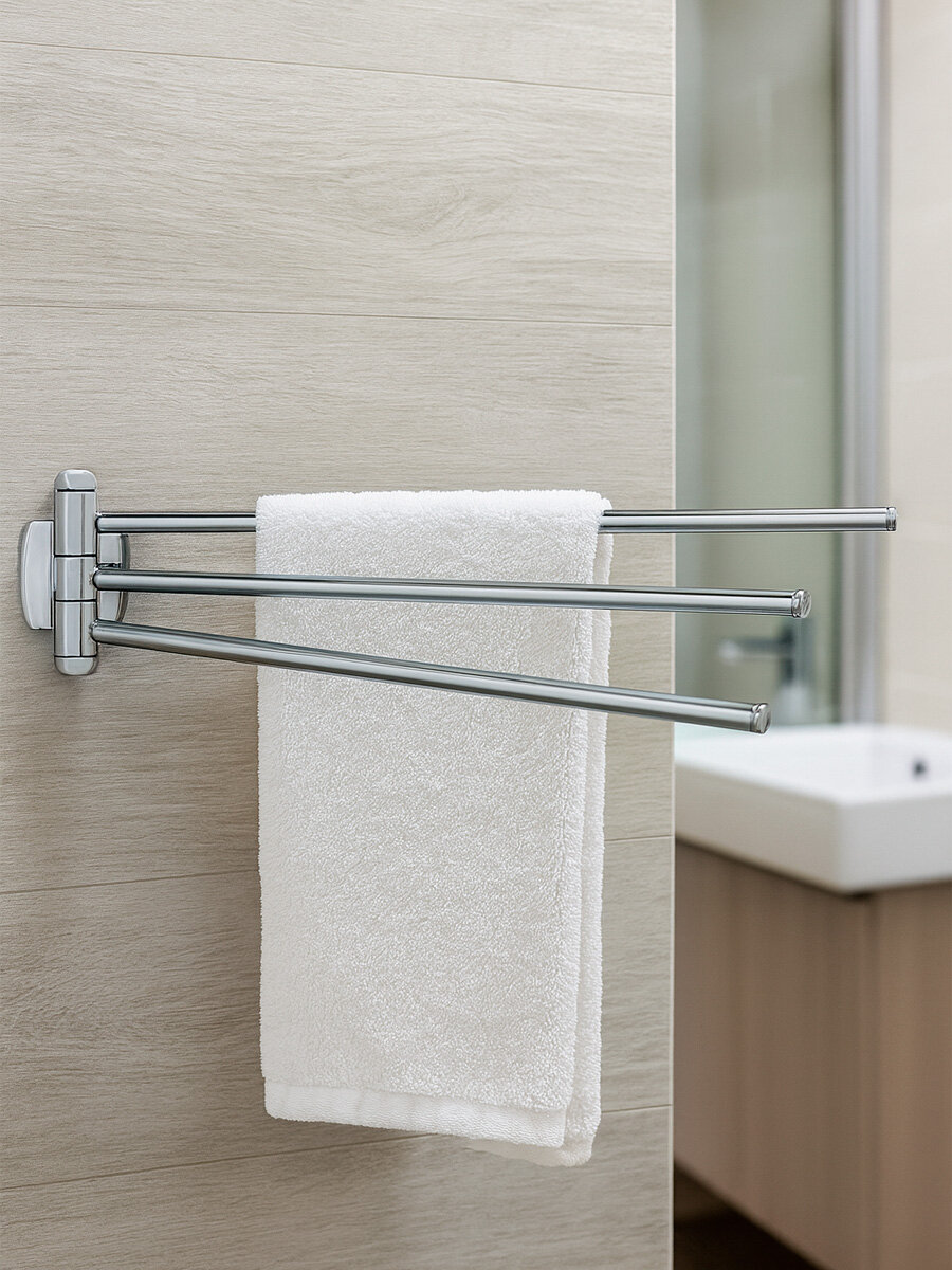 Держатель для полотенец поворотный настенный тройной хром