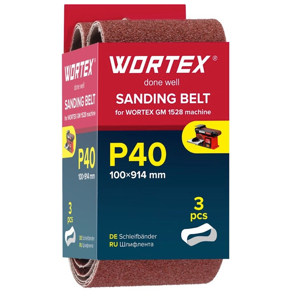 Лента шлифовальная 100x914 мм P40 бесконечная WORTEX 3 штуки (1325973)