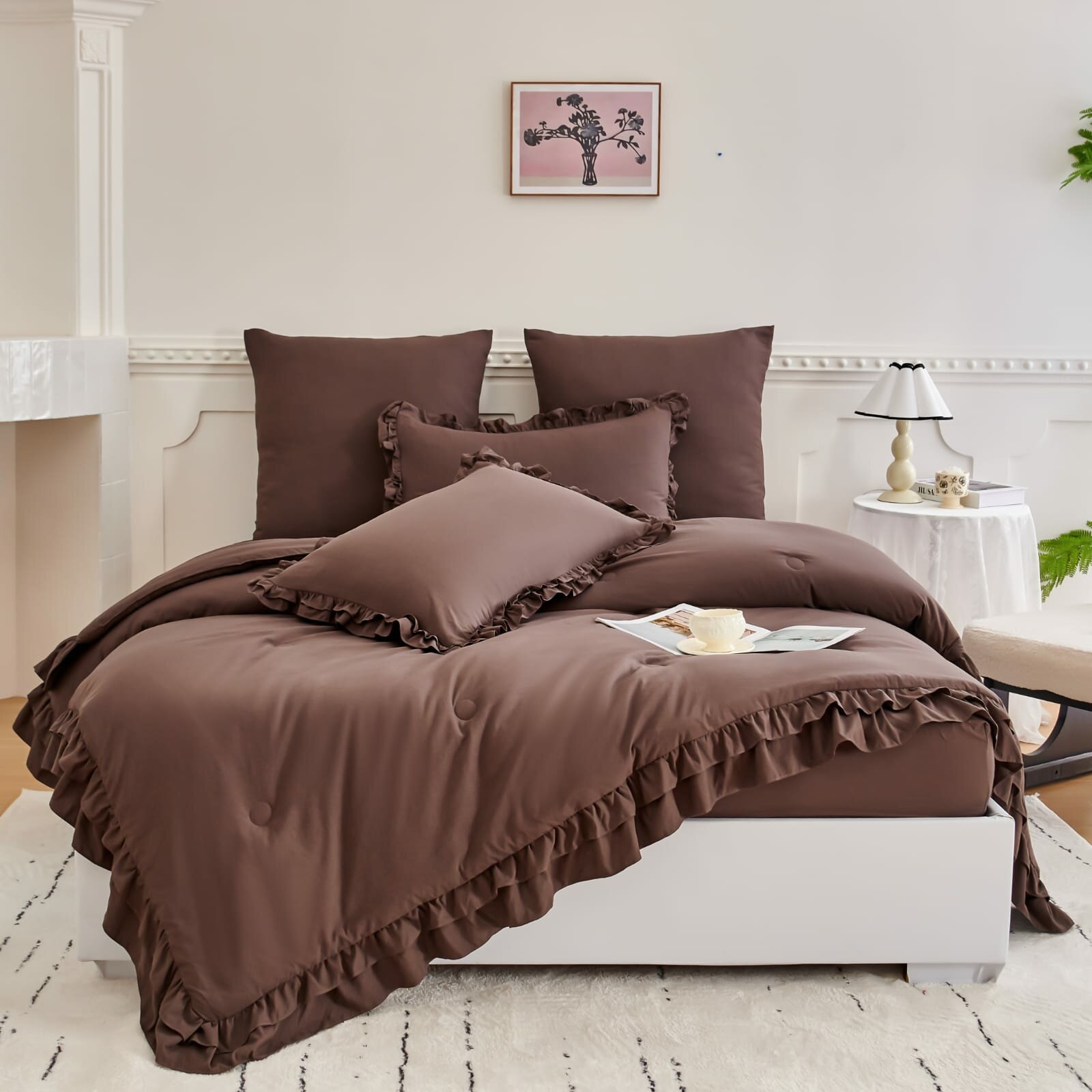 Постельное белье с одеялом евро, бархатный сатин, хлопок Рюши — фото 1