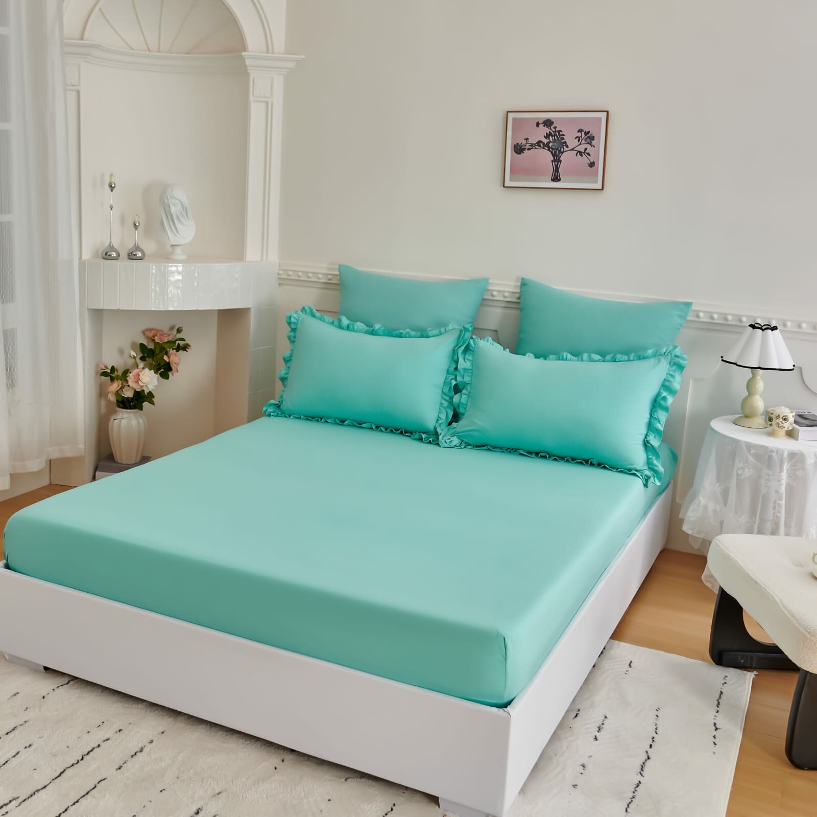 Постельное белье с одеялом евро, бархатный сатин, хлопок Рюши — фото 1