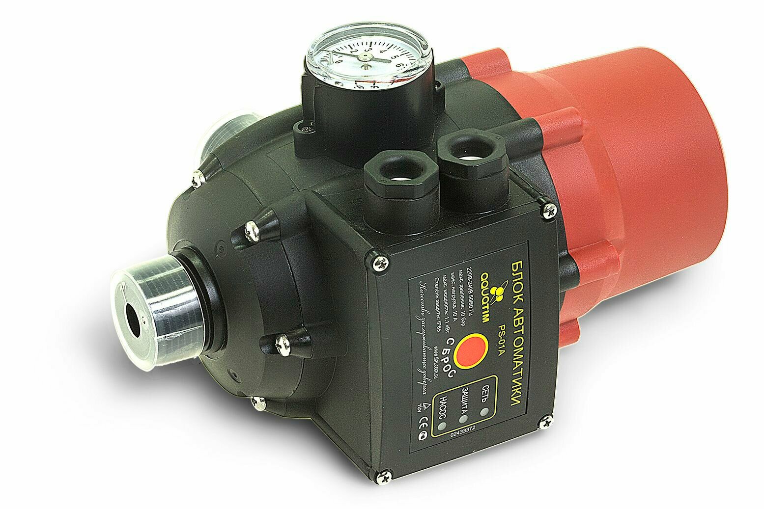 Блок управления насосом (реле давления) с манометром TIM-PS-01A3