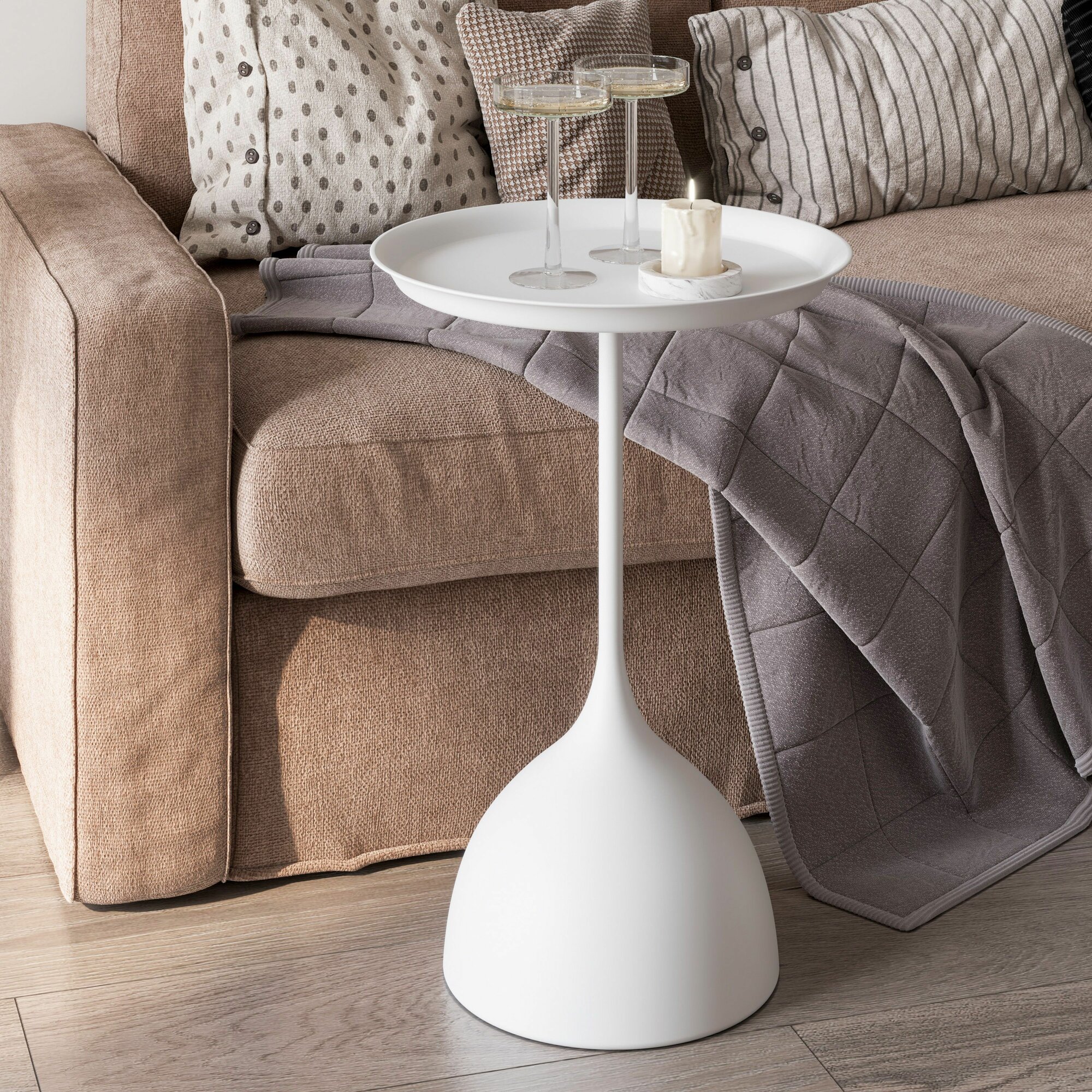 Журнальный столик для кухни лофт белый металлический каркас 60x40 см