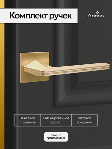 Изображение товара Ручка дверная, на тонком цинковом основании для межкомнатной двери Сатинированное золото
