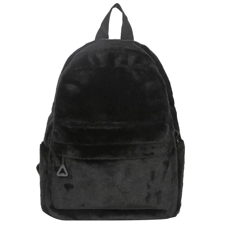 Новинка, Модный женский меховой рюкзак, осенне-зимний рюкзак для девочки, Женский плюшевый школьный рюкзак с граффити, Черный, Унисекс