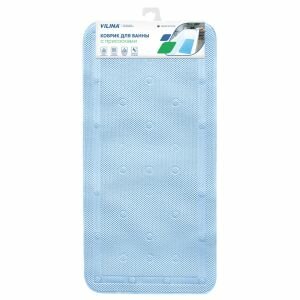 Коврик для ванны с присосками Лотос 43х90 см массажный небесно-голубой