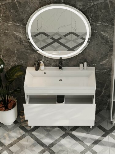 Изображение товара Раковина для ванной Астория 70, мрамор, прямоугольная, белая