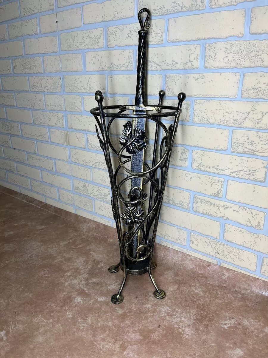 Кованая подставка для зонтов, Студия кованой мебели Нива, цвет черный/античная бронза — фото 1