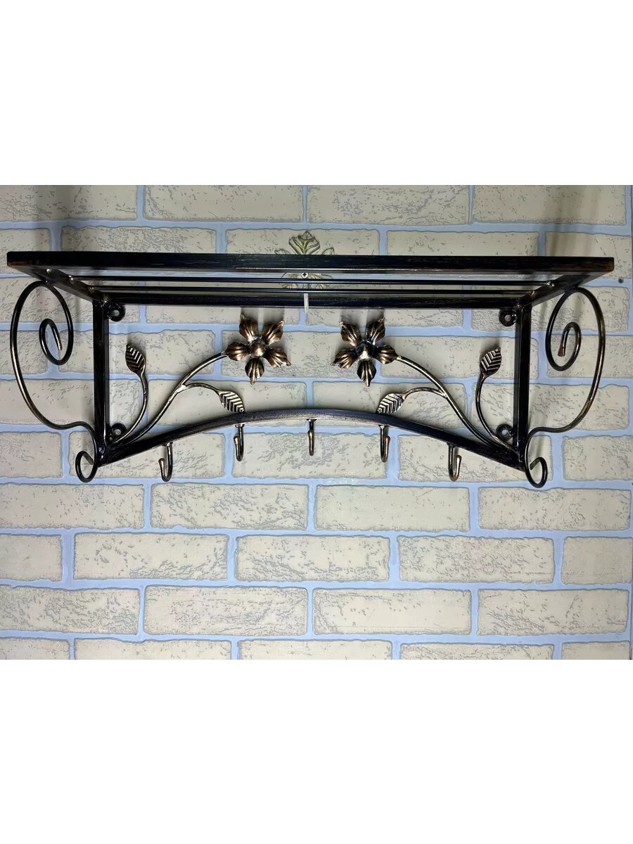 Вешалка настенная, кованая, Студия кованой мебели Нива, цвет античная медь — фото 1