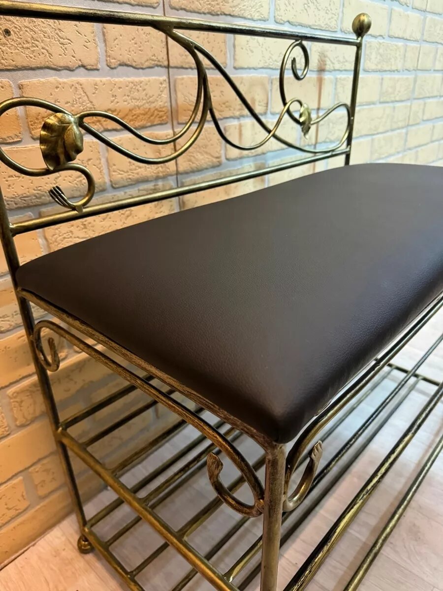 Кованая банкетка №12, Студия кованой мебели Нива, цвет патина/черный — фото 1