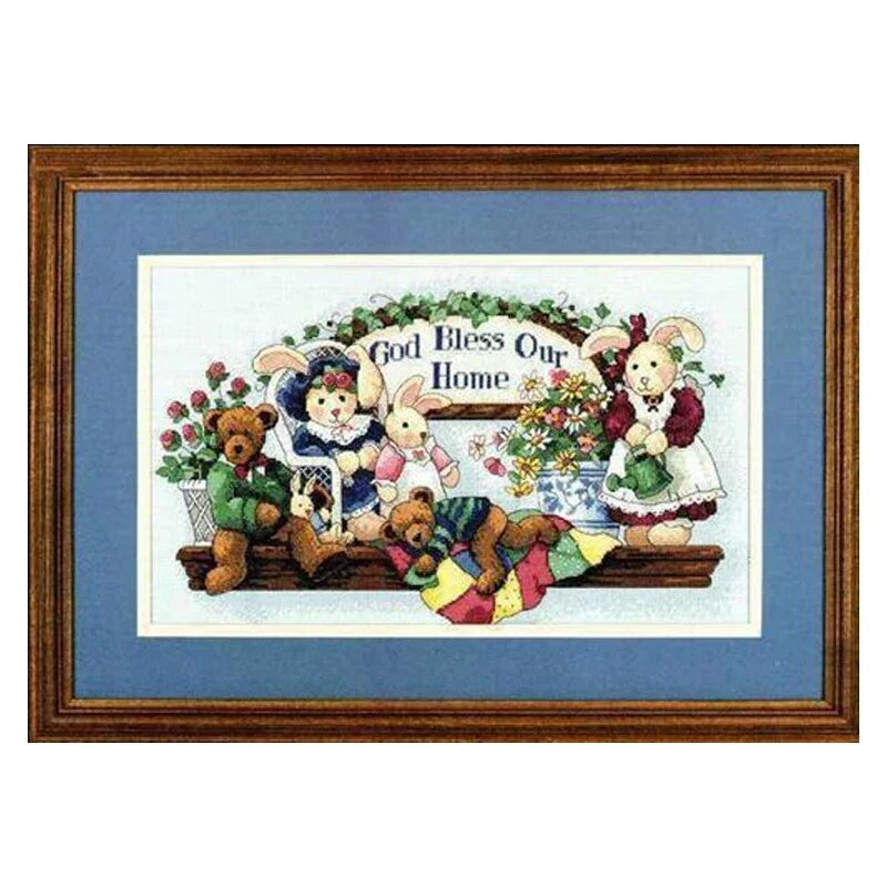 Набор для вышивки крестом Amishop God Bless Our Home Teddy Bears Family Club